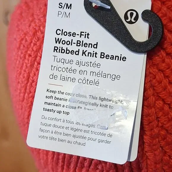 NWT Lululemon Athletica Beanie Women's S/M Deep Coral Wool Gorpcore Cozycore - Picture 5 of 8